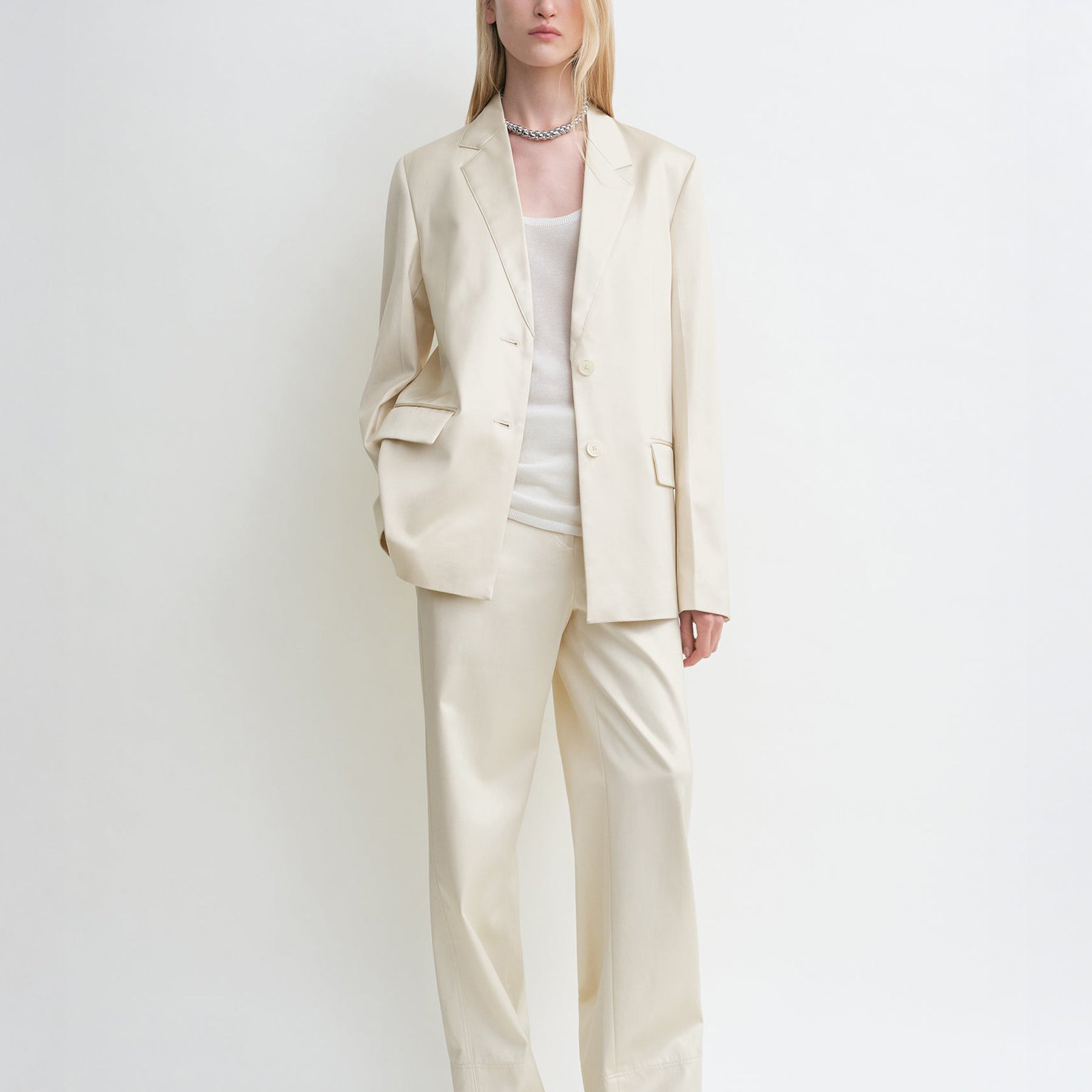 TOTEME | Stitch Lapel Jacket in Ivory Ecru | The UNDONE