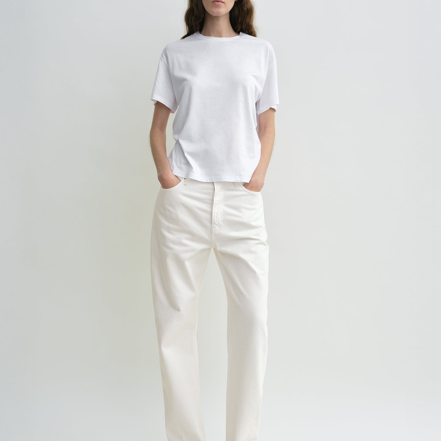 TOTEME | Twisted Seam Denim Full Length in Off-White | The UNDONE