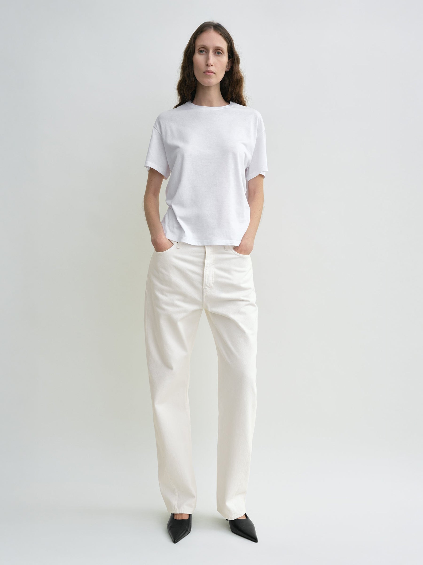 TOTEME | Twisted Seam Denim Full Length in Off-White | The UNDONE