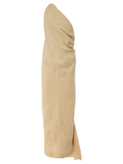 TOVE | Riya Draped Linen Maxi Dress in Beige | The UNDONE