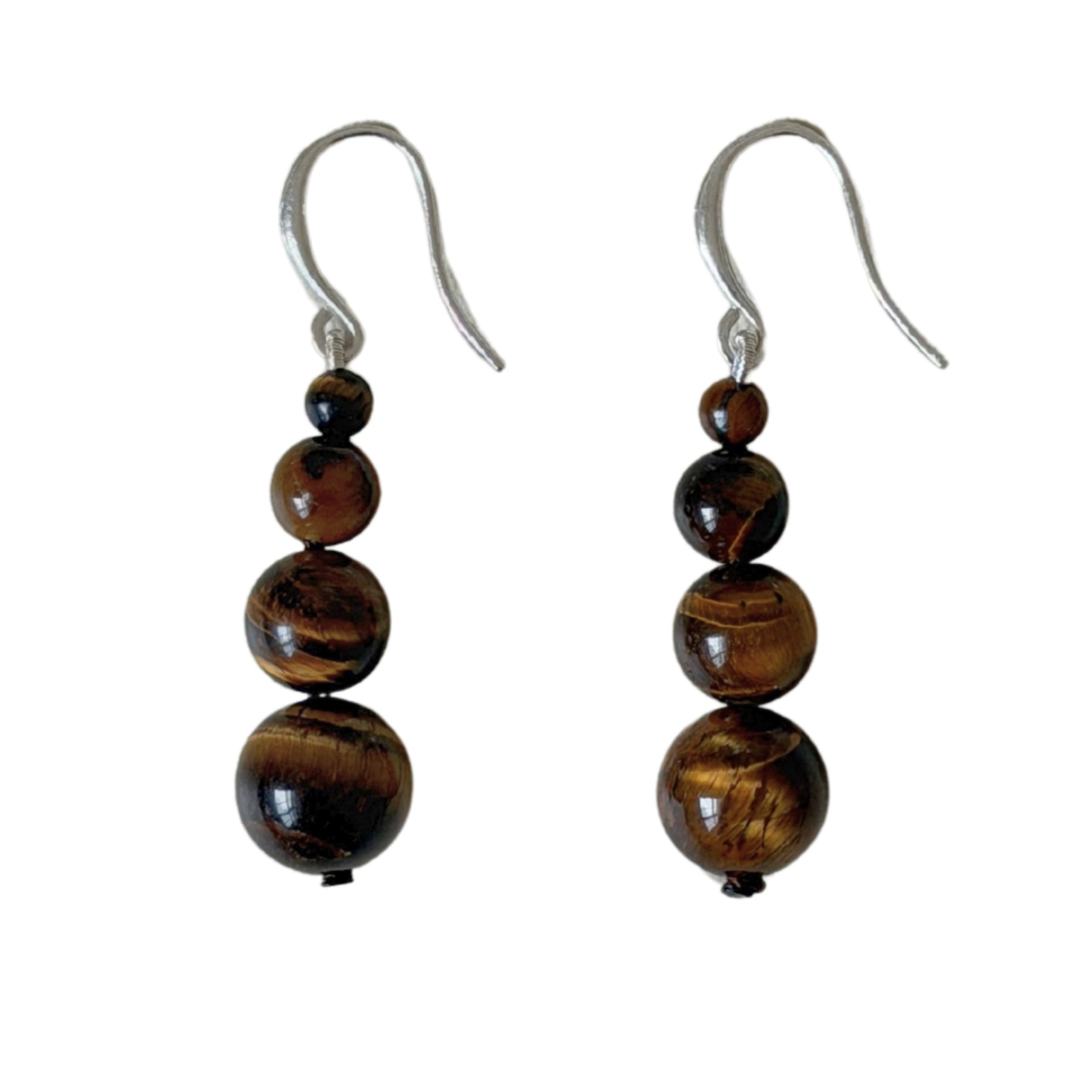 small drop Beaded Earrings in natural Tigers Eye with sterling silver hook