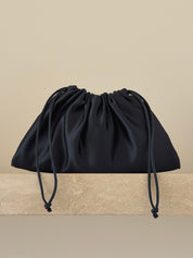 The Navy Satin Pouch Bag | The UNDONE
