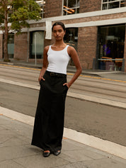 Matteau | Relaxed Tailored Skirt in Black | The UNDONE