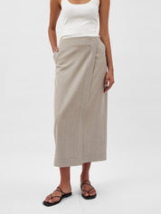 A.Emery | Joan Wrap Skirt in Beige Almond | The UNDONE