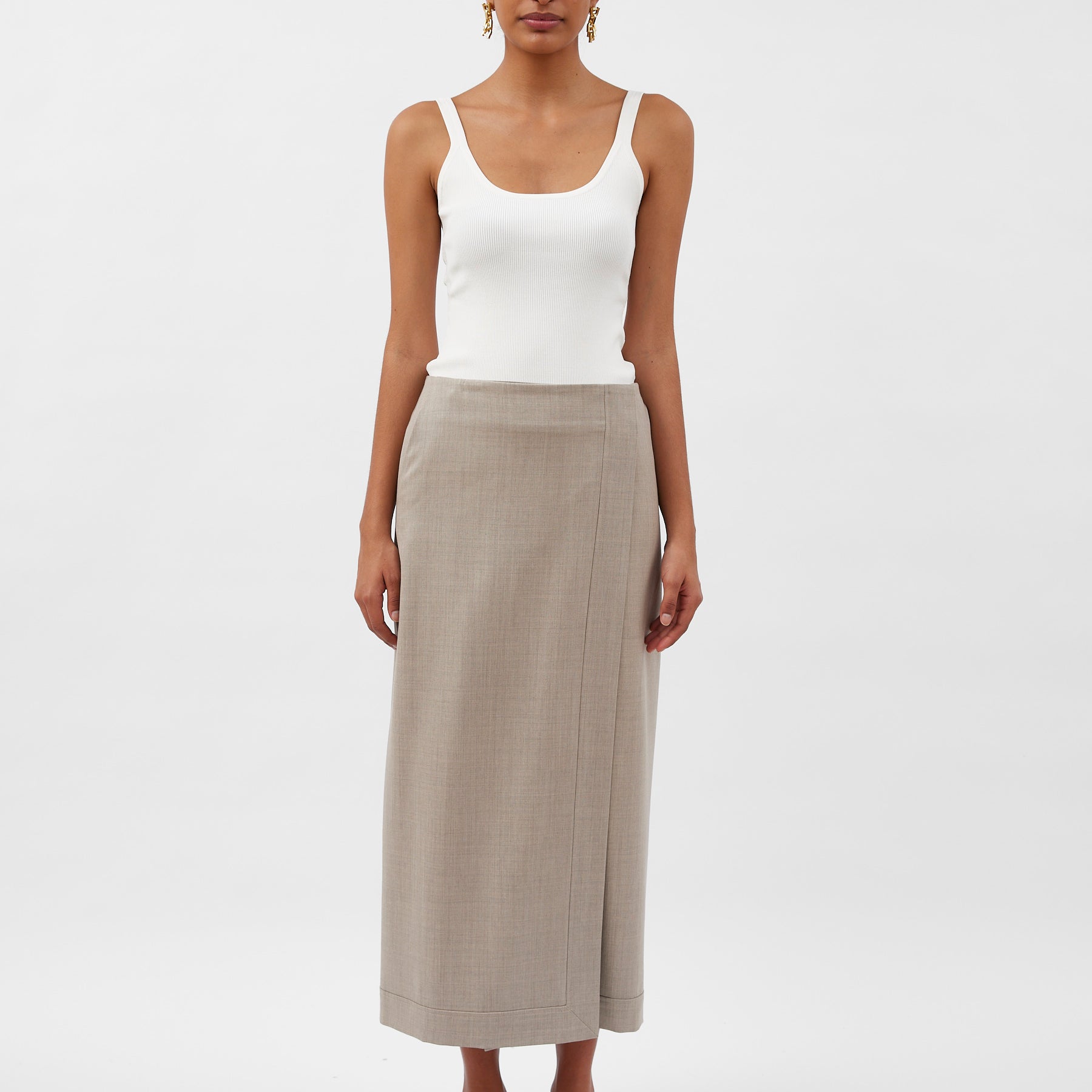 A.Emery | Joan Wrap Skirt in Beige Almond | The UNDONE