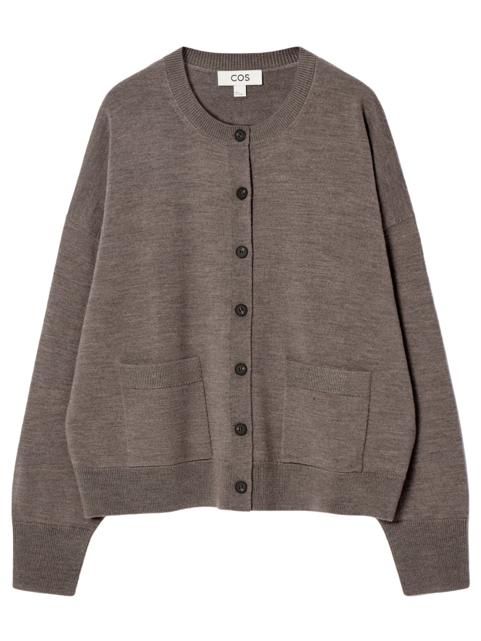Merino Wool Crew-Neck Cardigan in Brown COS – The UNDONE