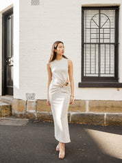 Christopher Esber | Folia Float Buckle Tank Dress in Cream | The UNDONE