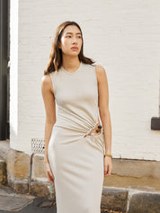 Christopher Esber | Folia Float Buckle Tank Dress in Cream | The UNDONE