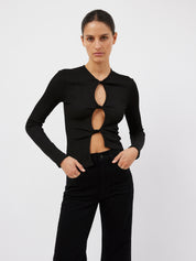Christopher Esber | Black Open Twist Long Sleeve Top | The UNDONE