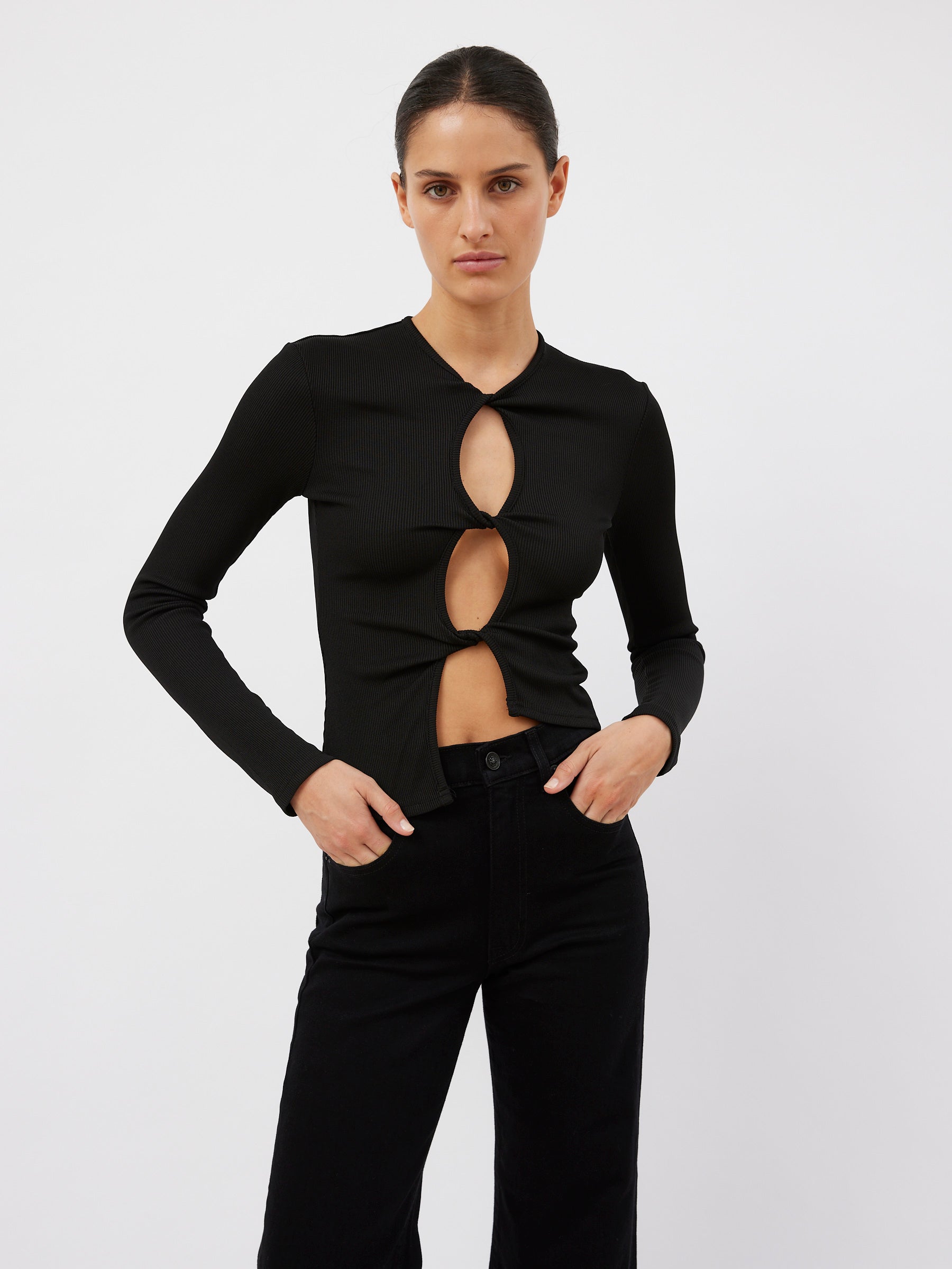 Christopher Esber | Black Open Twist Long Sleeve Top | The UNDONE
