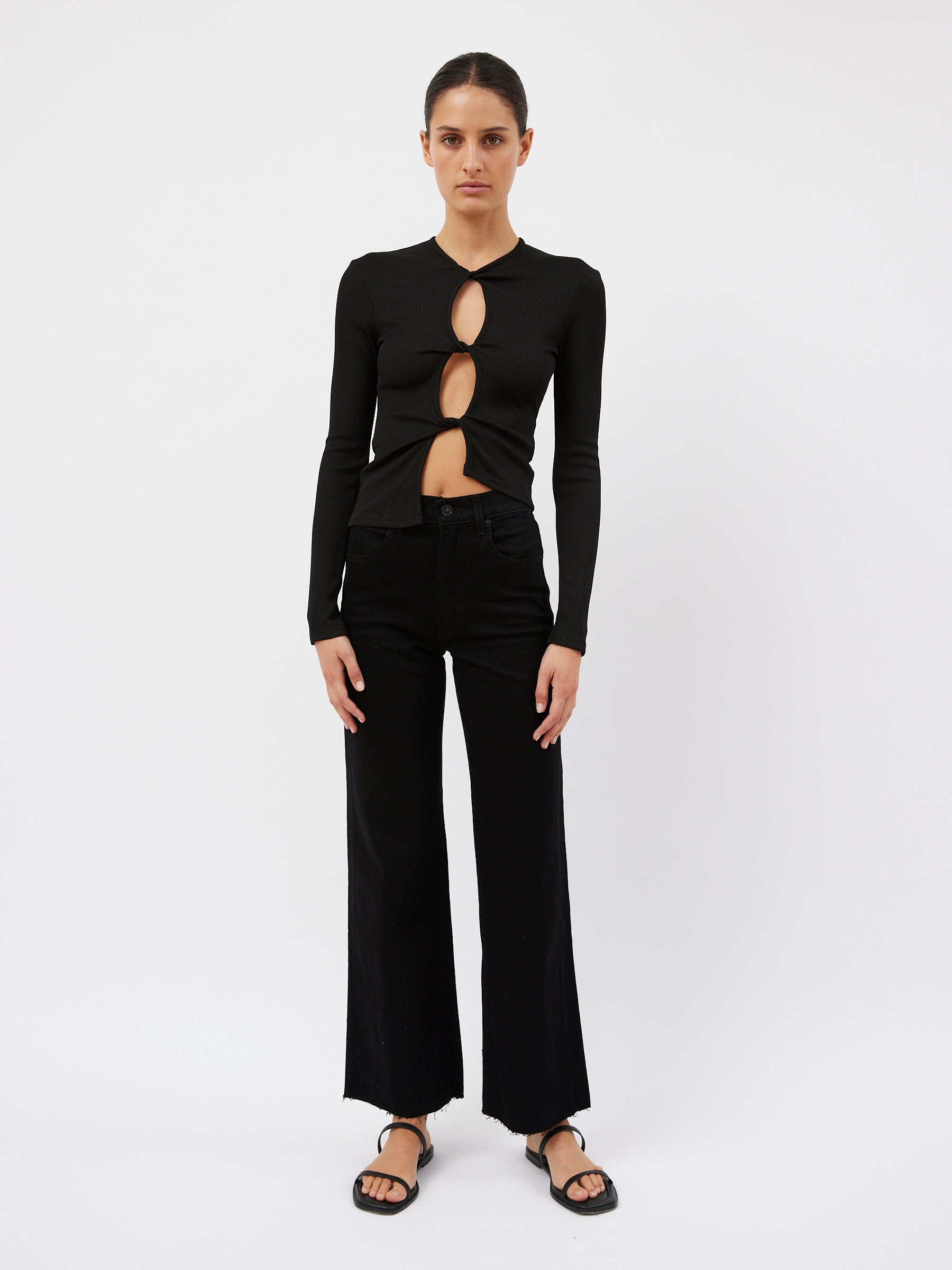 Christopher Esber | Black Open Twist Long Sleeve Top | The UNDONE
