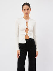 Christopher Esber | Open Twist Long Sleeve Top in Snow White | The UNDONE