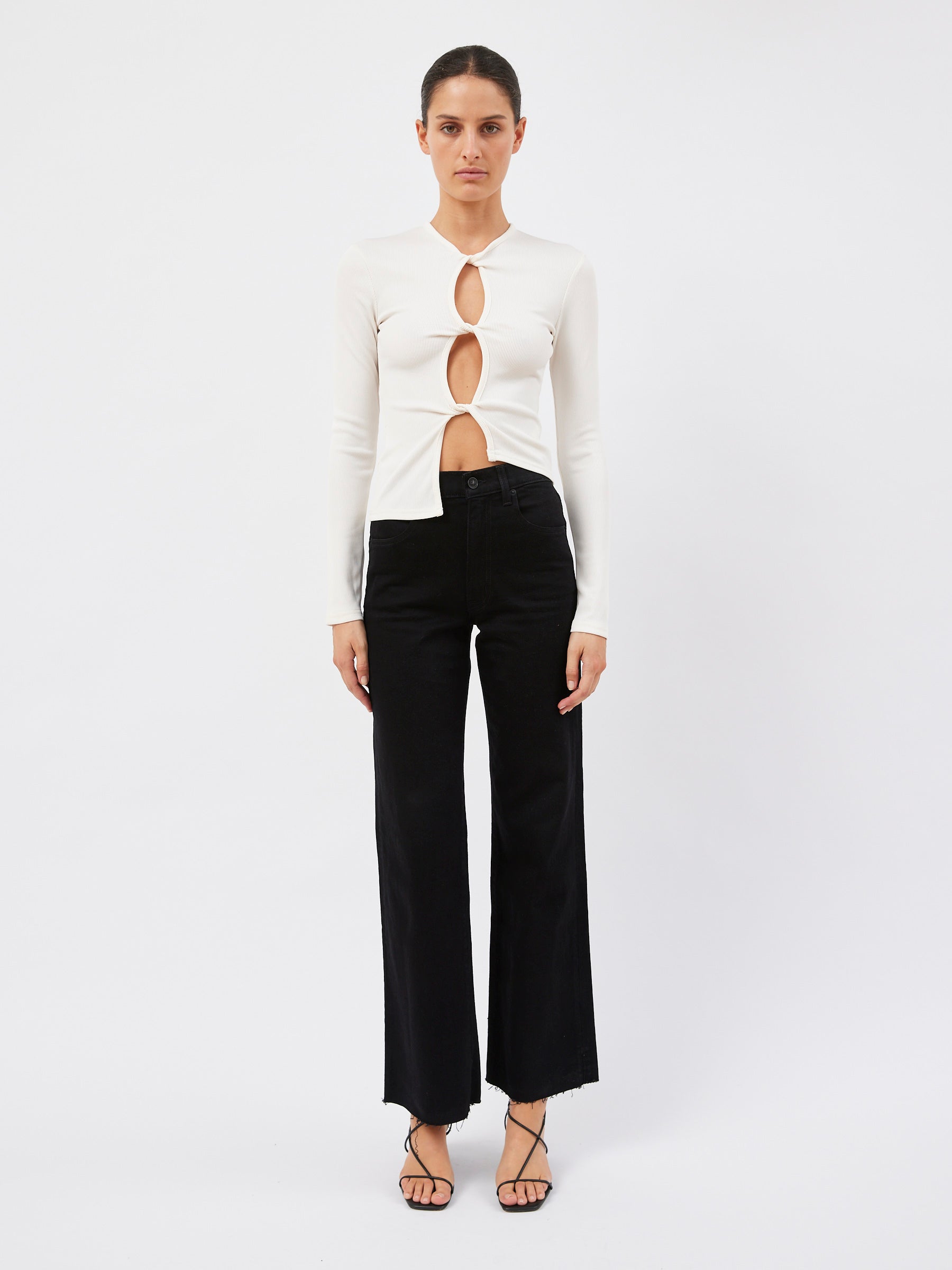 Christopher Esber | Open Twist Long Sleeve Top in Snow White | The UNDONE