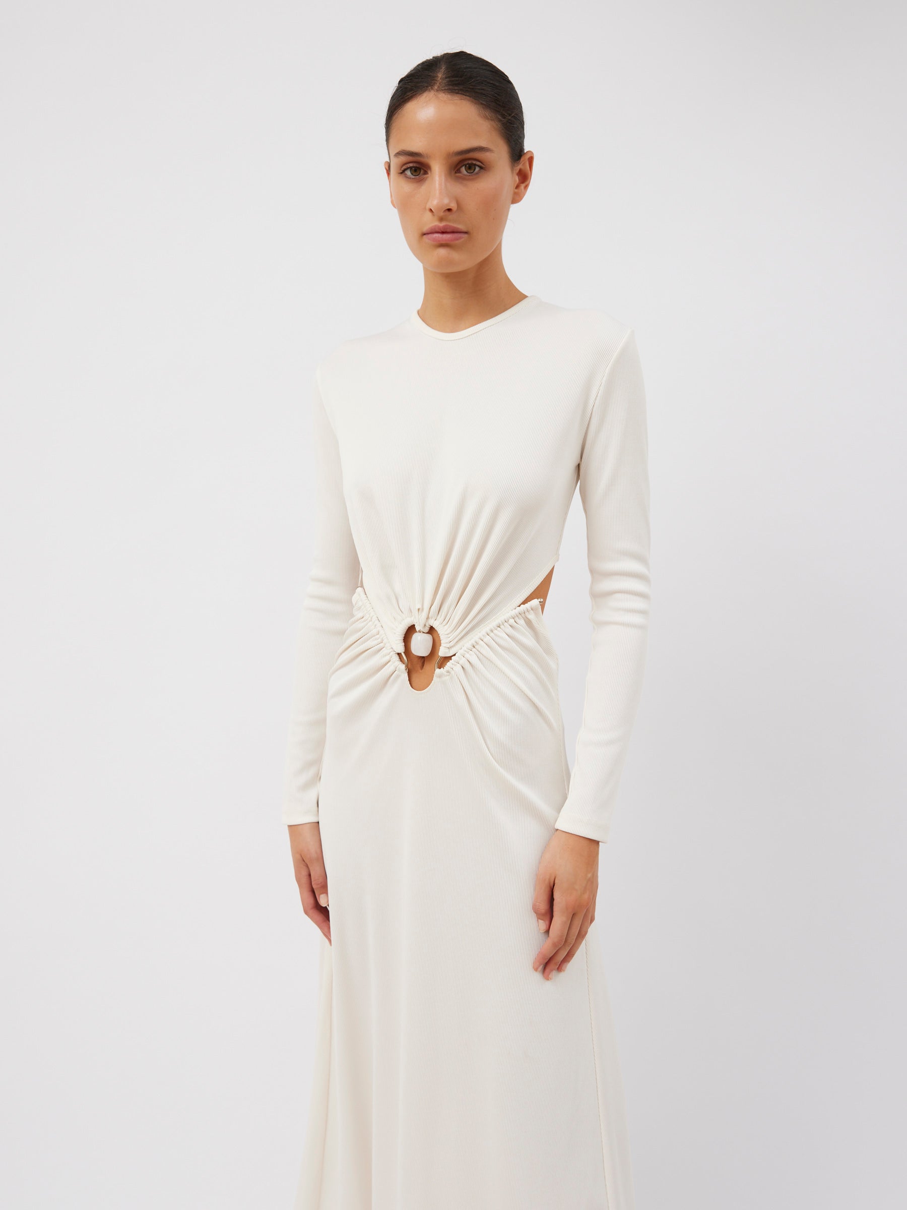 Christopher Esber | Quartz Ruched Dowsing Dress in Snow White | The UNDONE