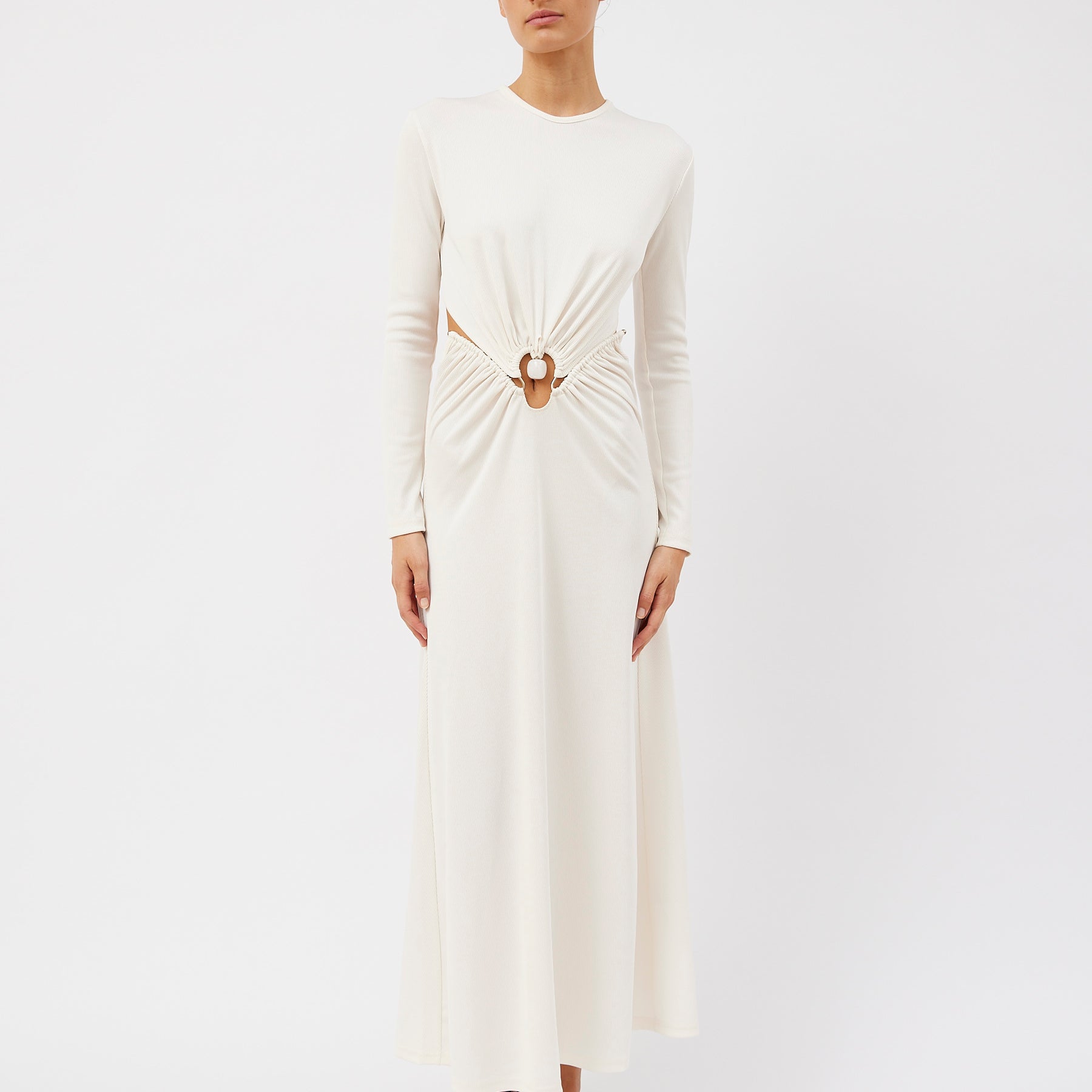 Christopher Esber | Quartz Ruched Dowsing Dress in Snow White | The UNDONE