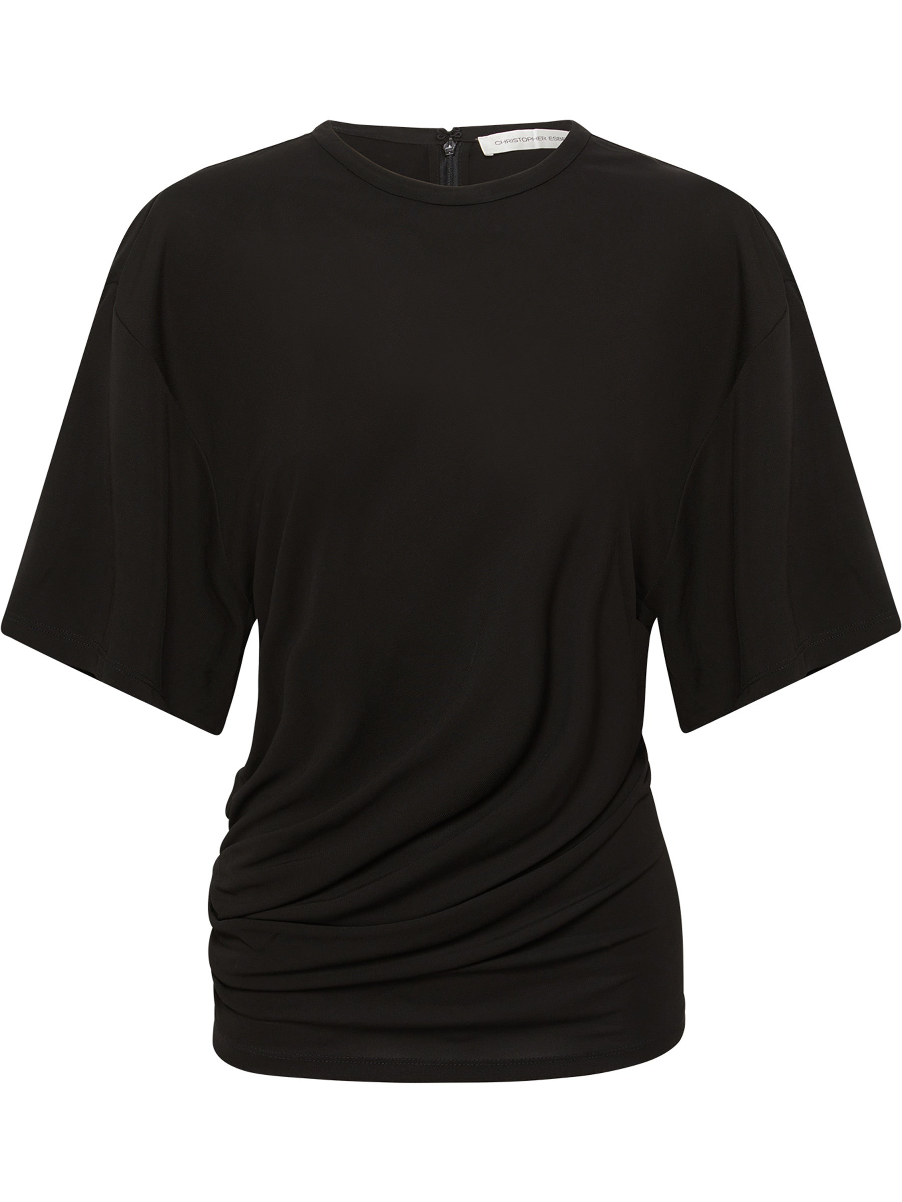 Christopher Esber | Side Cowl Waist Tee in Black | The UNDONE
