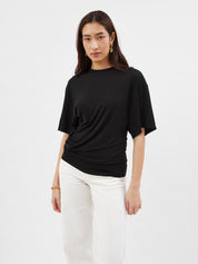 Christopher Esber | Side Cowl Waist Tee in Black | The UNDONE