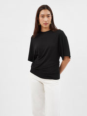 Christopher Esber | Side Cowl Waist Tee in Black | The UNDONE