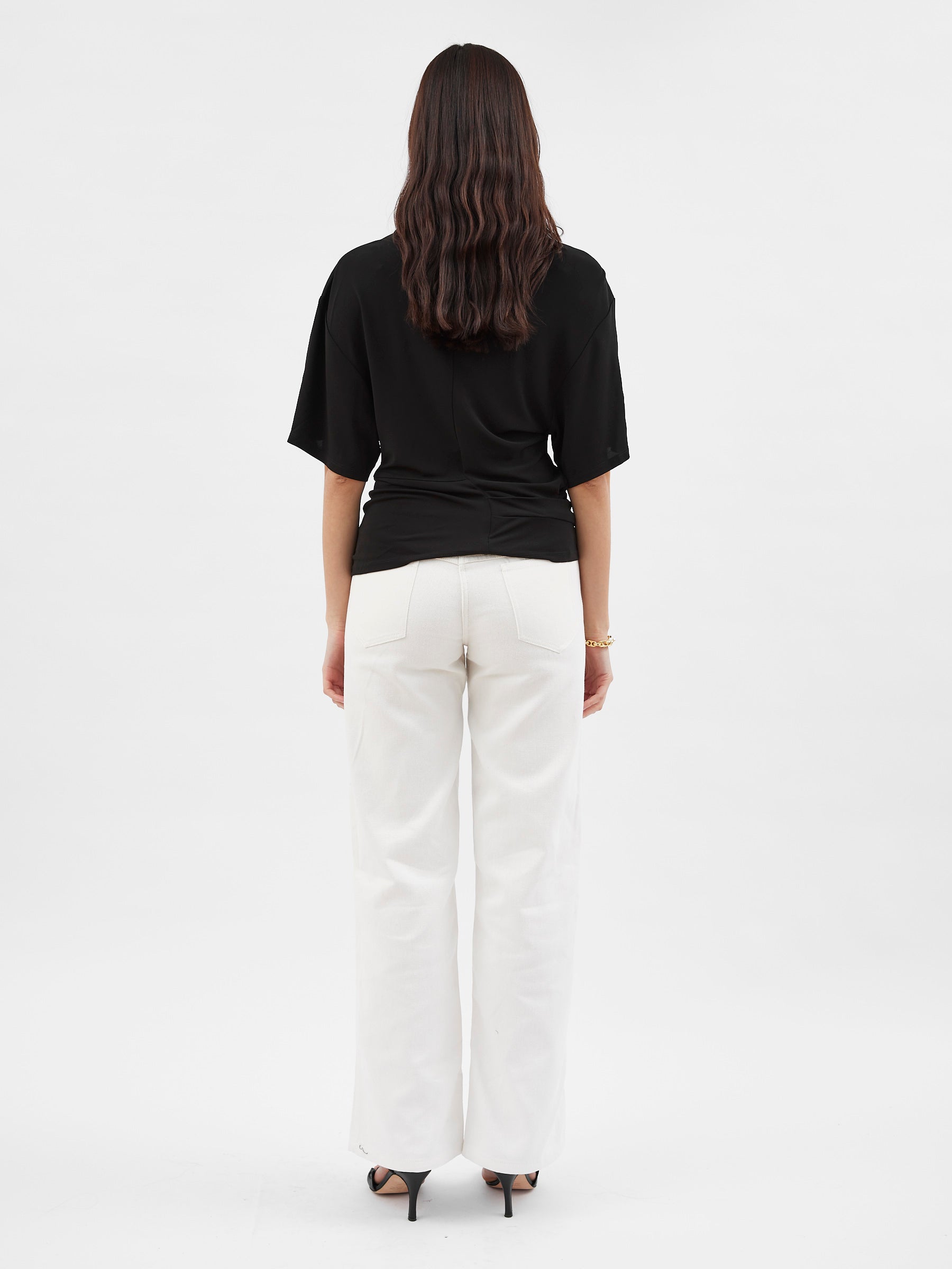 Christopher Esber | Side Cowl Waist Tee in Black | The UNDONE
