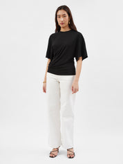 Christopher Esber | Side Cowl Waist Tee in Black | The UNDONE