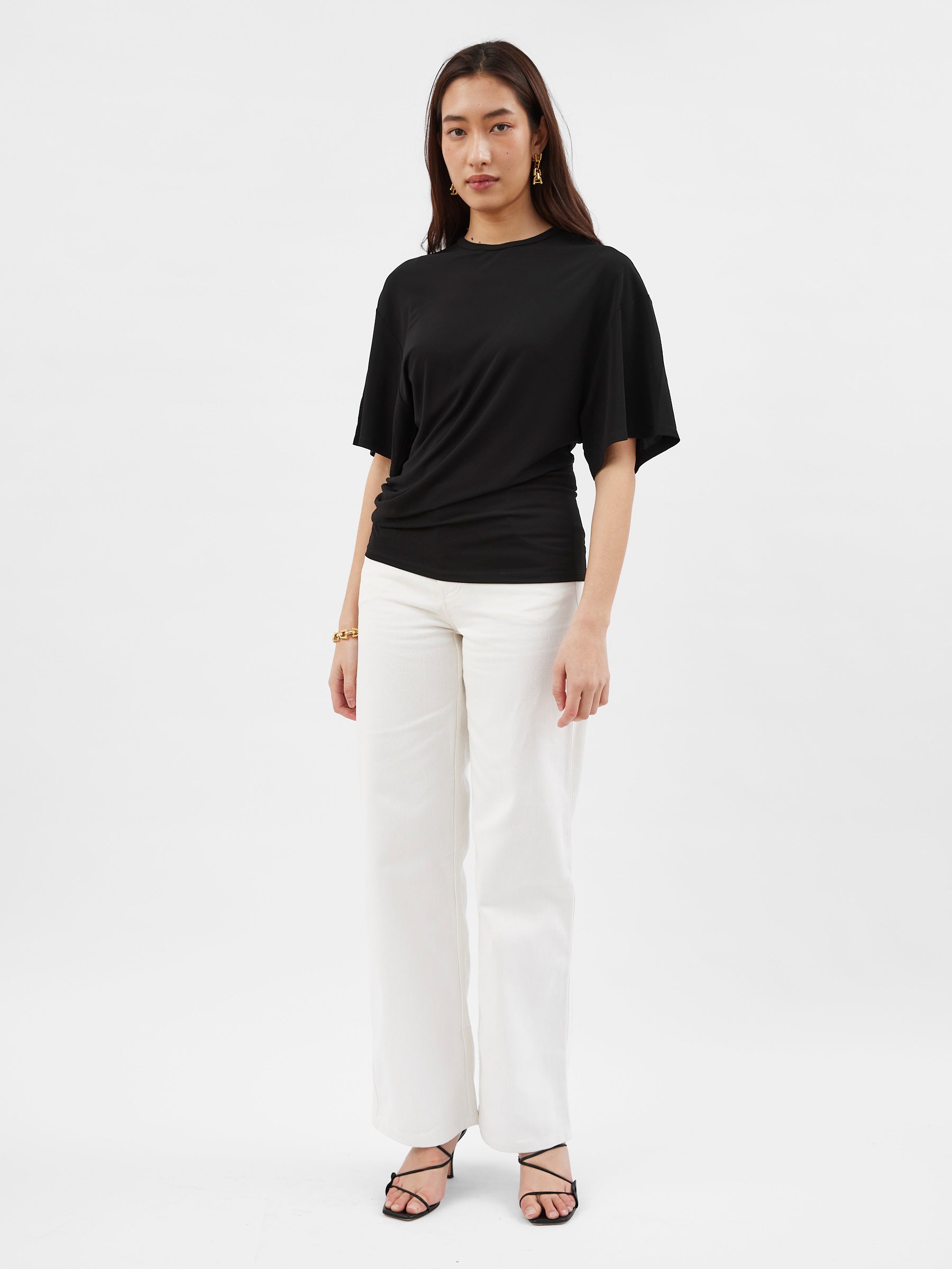 Christopher Esber | Side Cowl Waist Tee in Black | The UNDONE