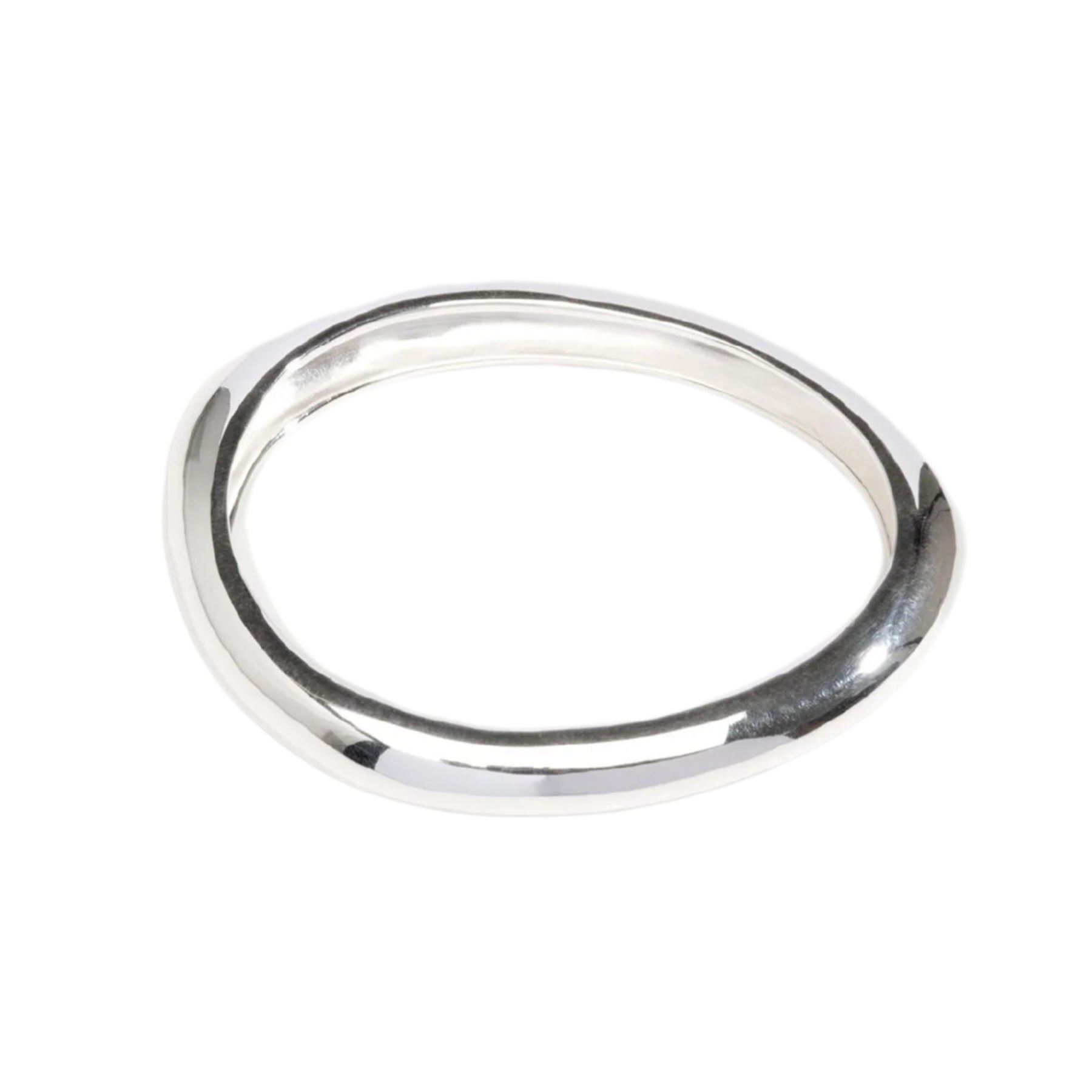 Dinosaur Design Rock Wishbone Bangle in Silver | TheUNDONE