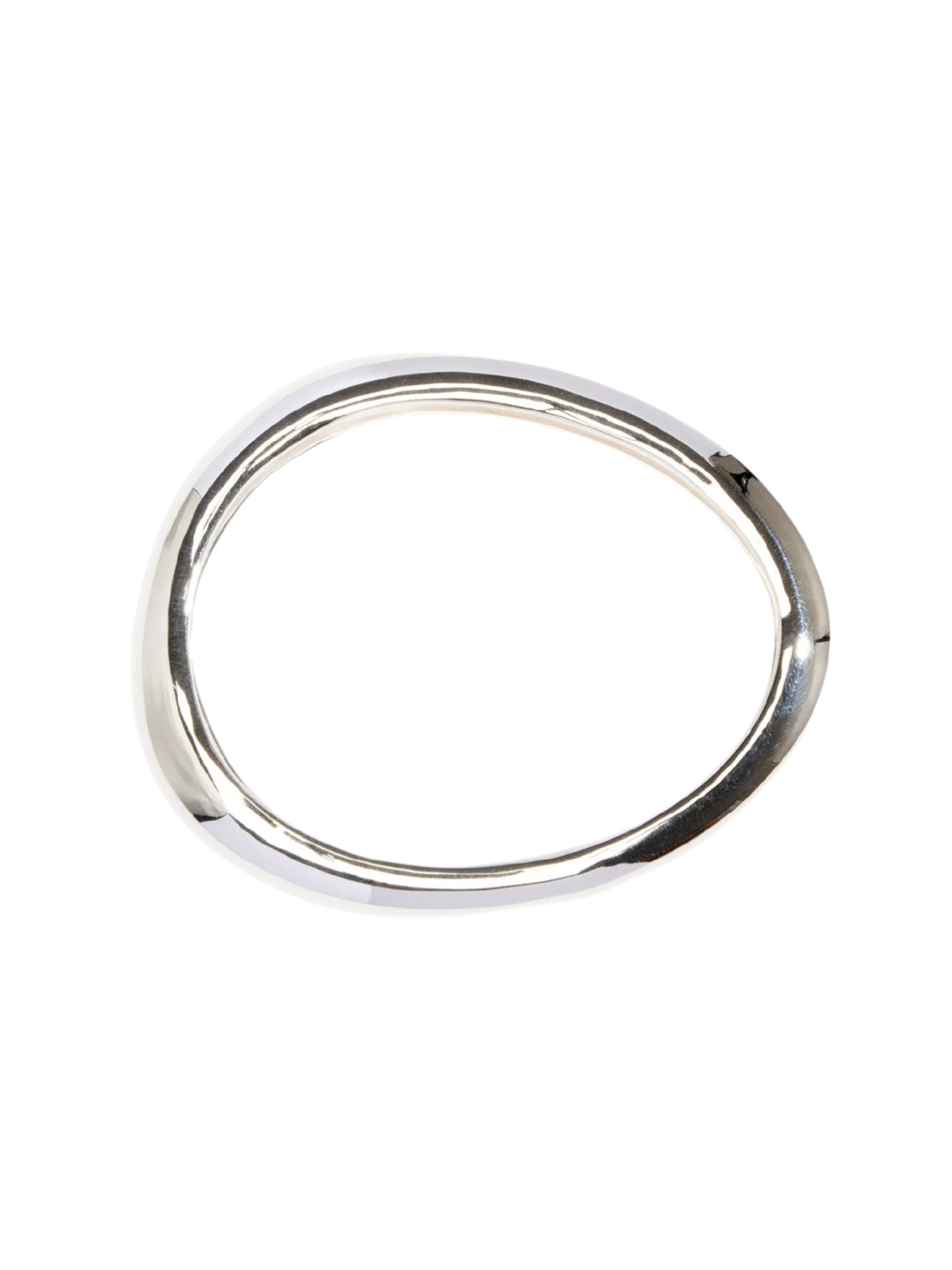 Dinosaur Design Rock Wishbone Bangle in Silver | TheUNDONE