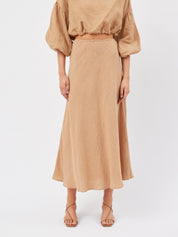 Dominique Healy | Wray Skirt in Camel | The UNDONE