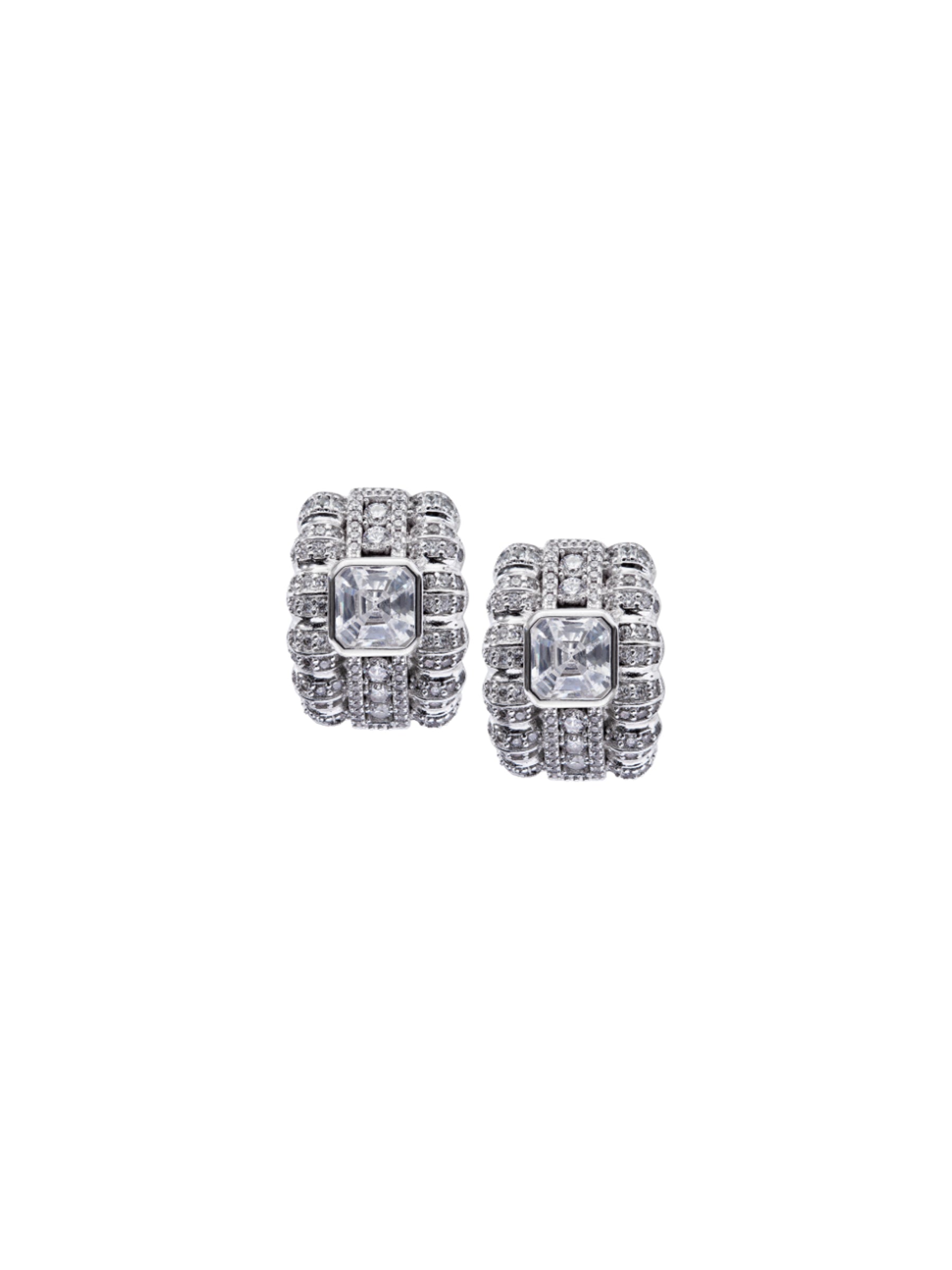 Dorsey | Crawford Asscher Cut Earrings in Silver | The UNDONE