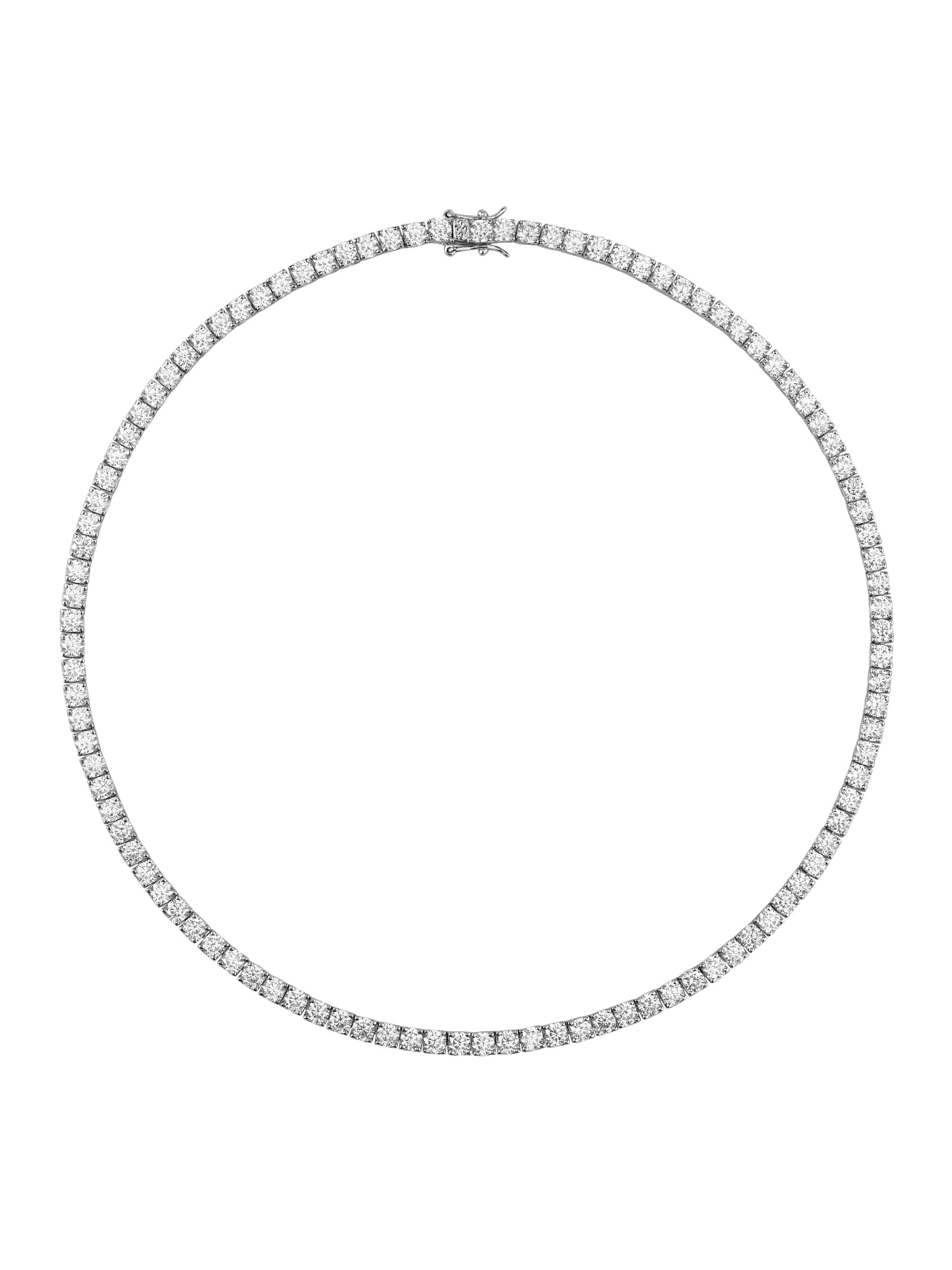 Dorsey | Kate Round Cut, Silver Tennis Rivière Necklace | The UNDONE