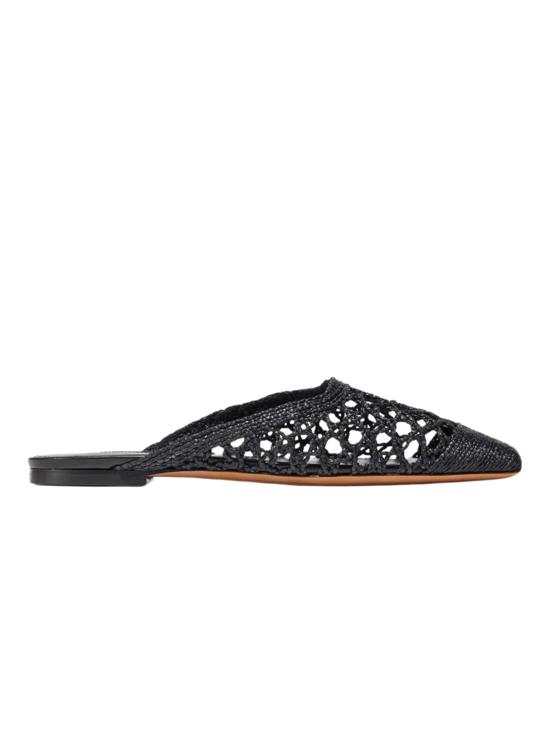 Emme Parsons Flat Mule in Black Raffia | TheUNDONE