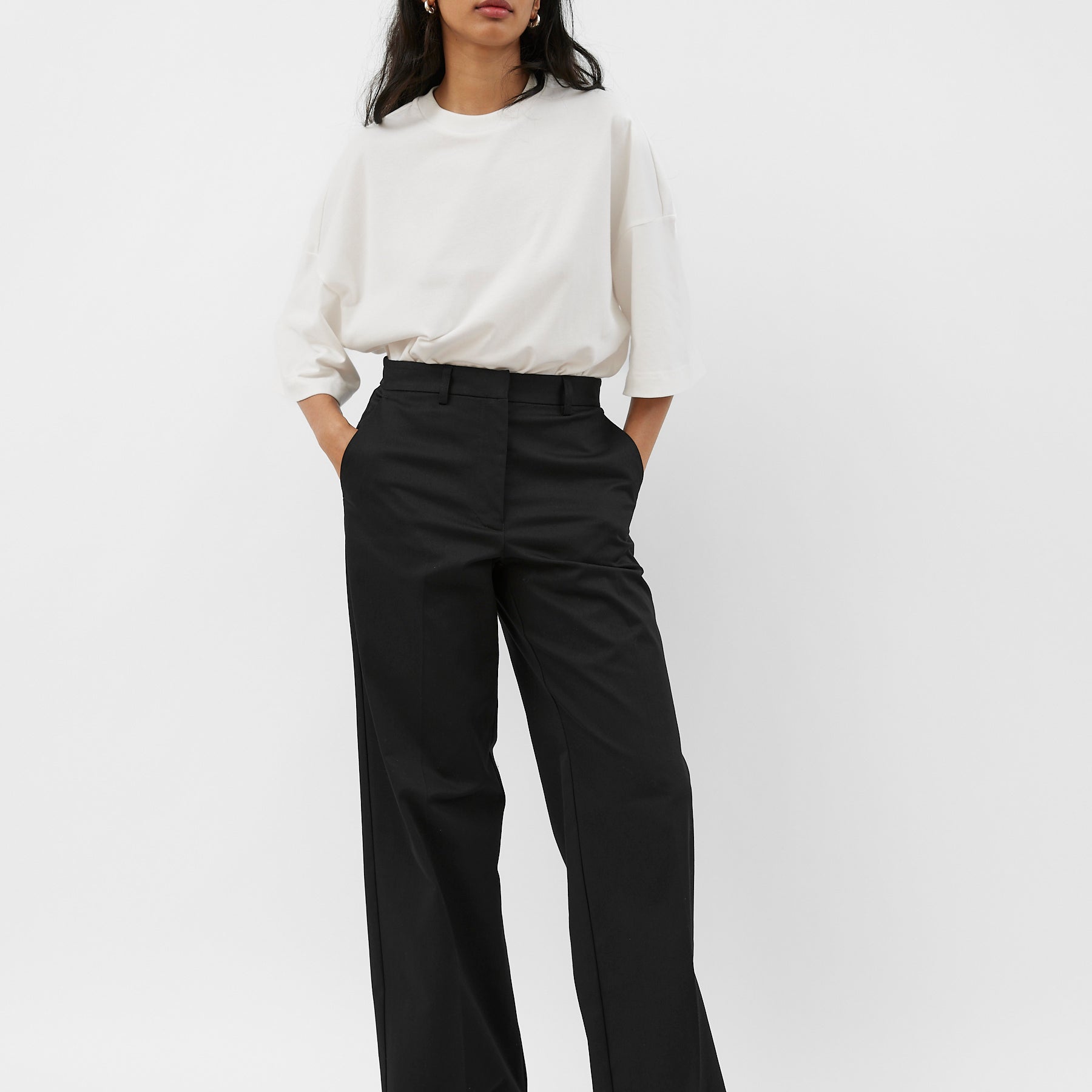 Matteau| Straight Twill Trouser in Black | The UNDONE