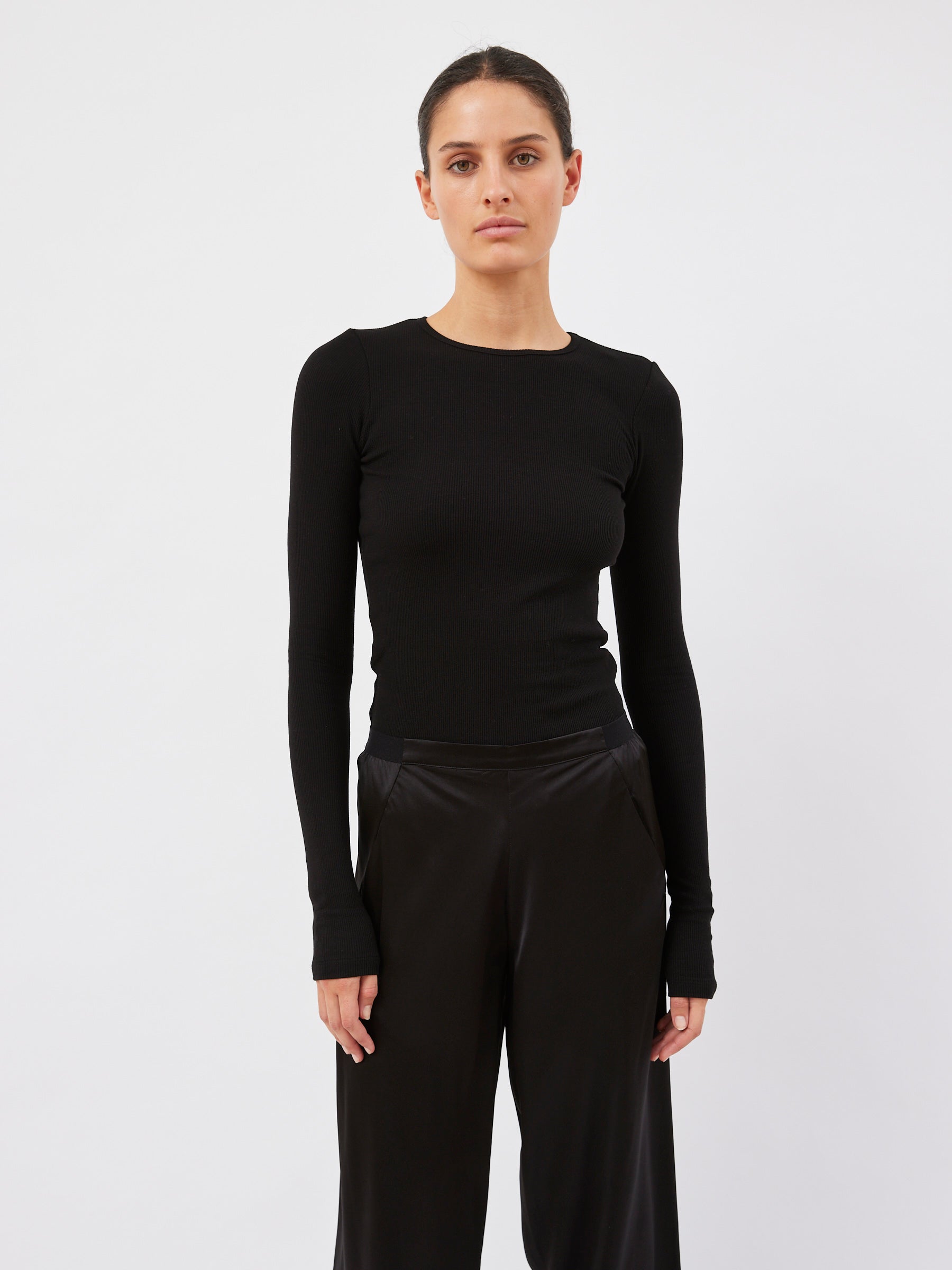 Hyde & Stone | Rib Long Sleeve in Black | The UNDONE