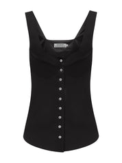 Maison Essentiele | Button Down Vest in Black | The UNDONE