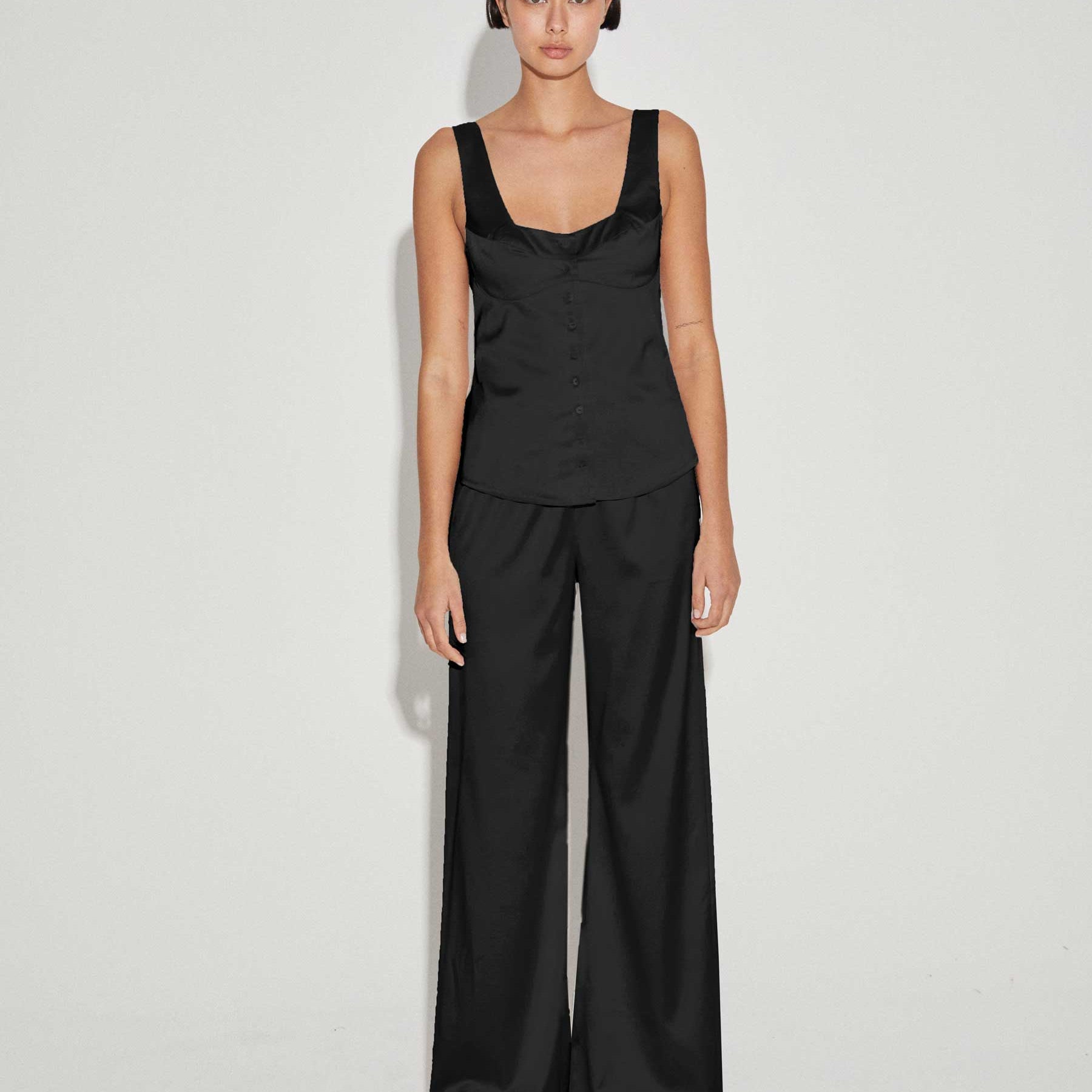 Maison Essentiele | Button Down Vest in Black | The UNDONE