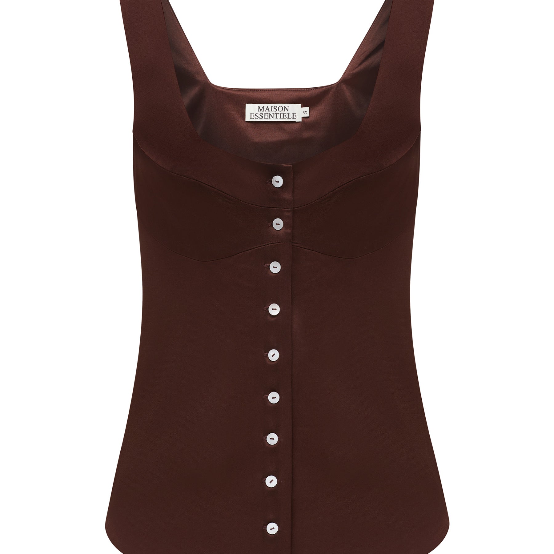 Maison Essentiele | Button Down Vest in Chocolate | The UNDONE
