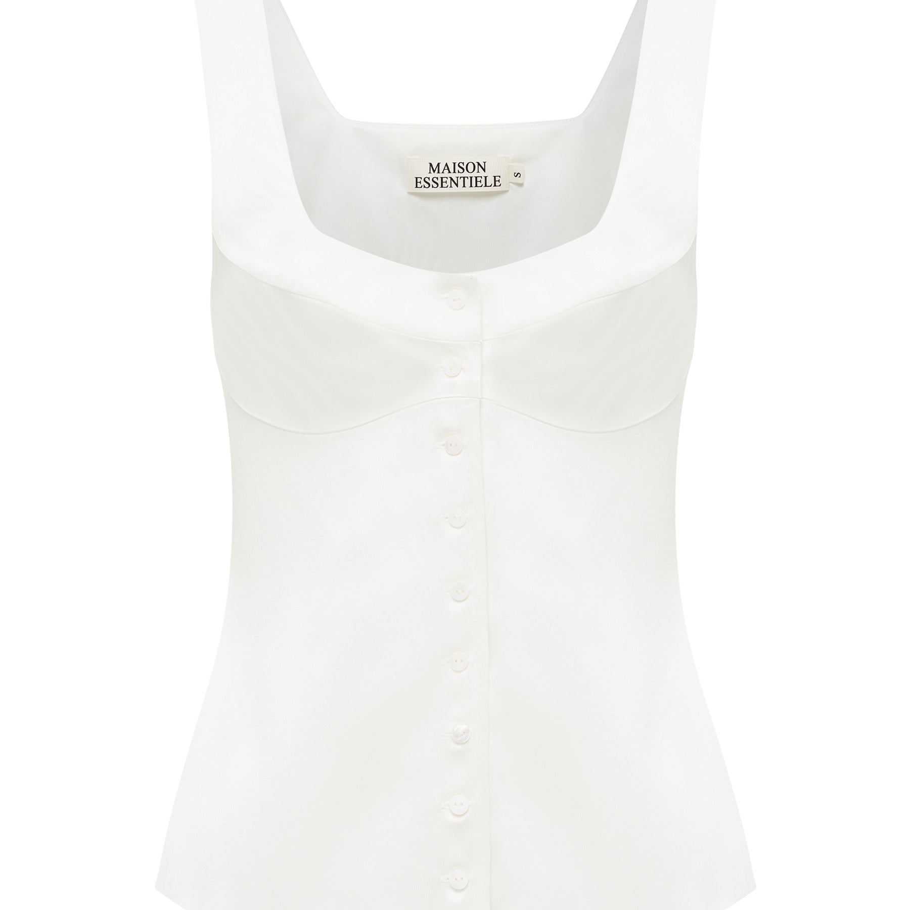 Maison Essentiele | Button Down Vest in Optic White | The UNDONE