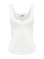 Maison Essentiele | Button Down Vest in Optic White | The UNDONE