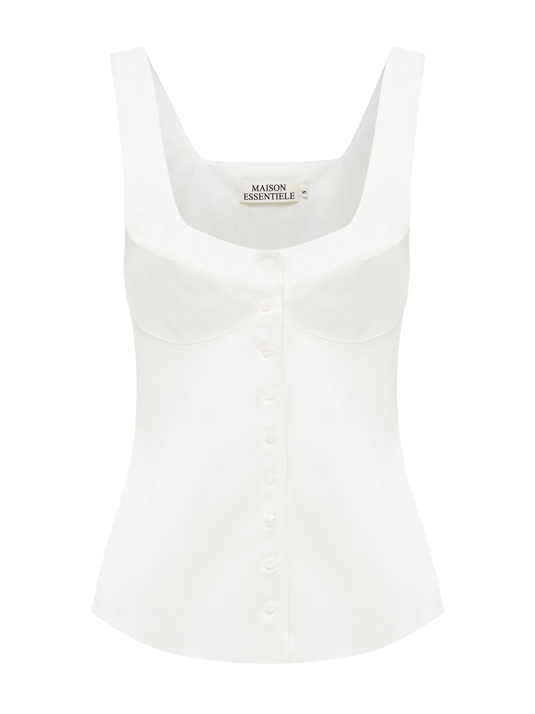 Maison Essentiele | Button Down Vest in Optic White | The UNDONE