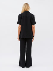 Maison Essentiele | Core Short Sleeve Shirt in Black | The UNDONE