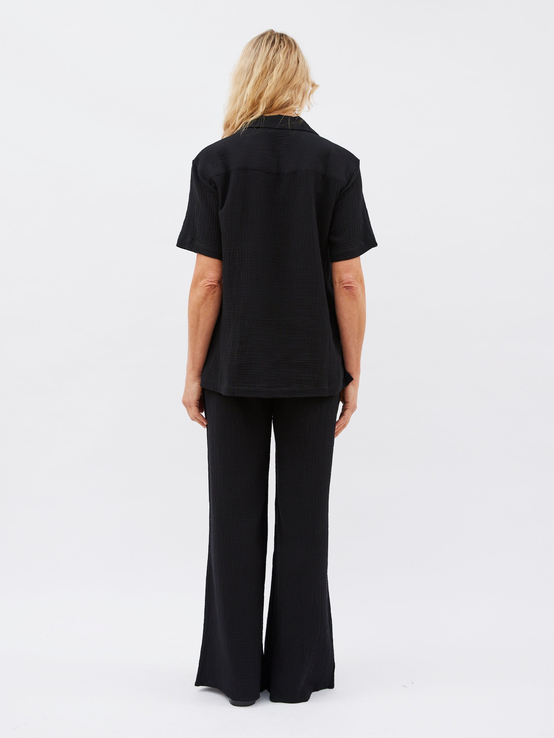 Maison Essentiele | Core Short Sleeve Shirt in Black | The UNDONE