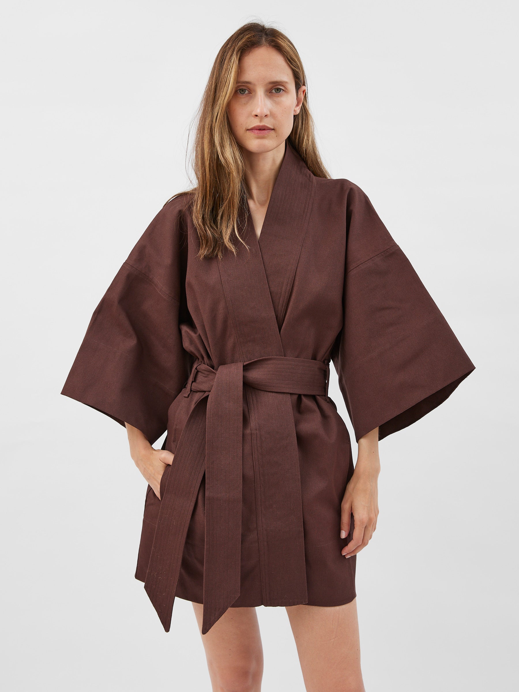 Maison Essentiele | Kimono in Chocolate Brown | The UNDONE