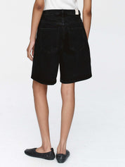 Marle | Relaxed Jean Short in Black | The UNDONE