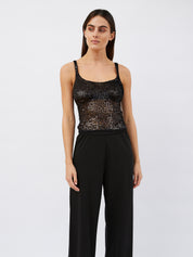 Matteau | Crochet Sequins Tank in Black | The UNDONE