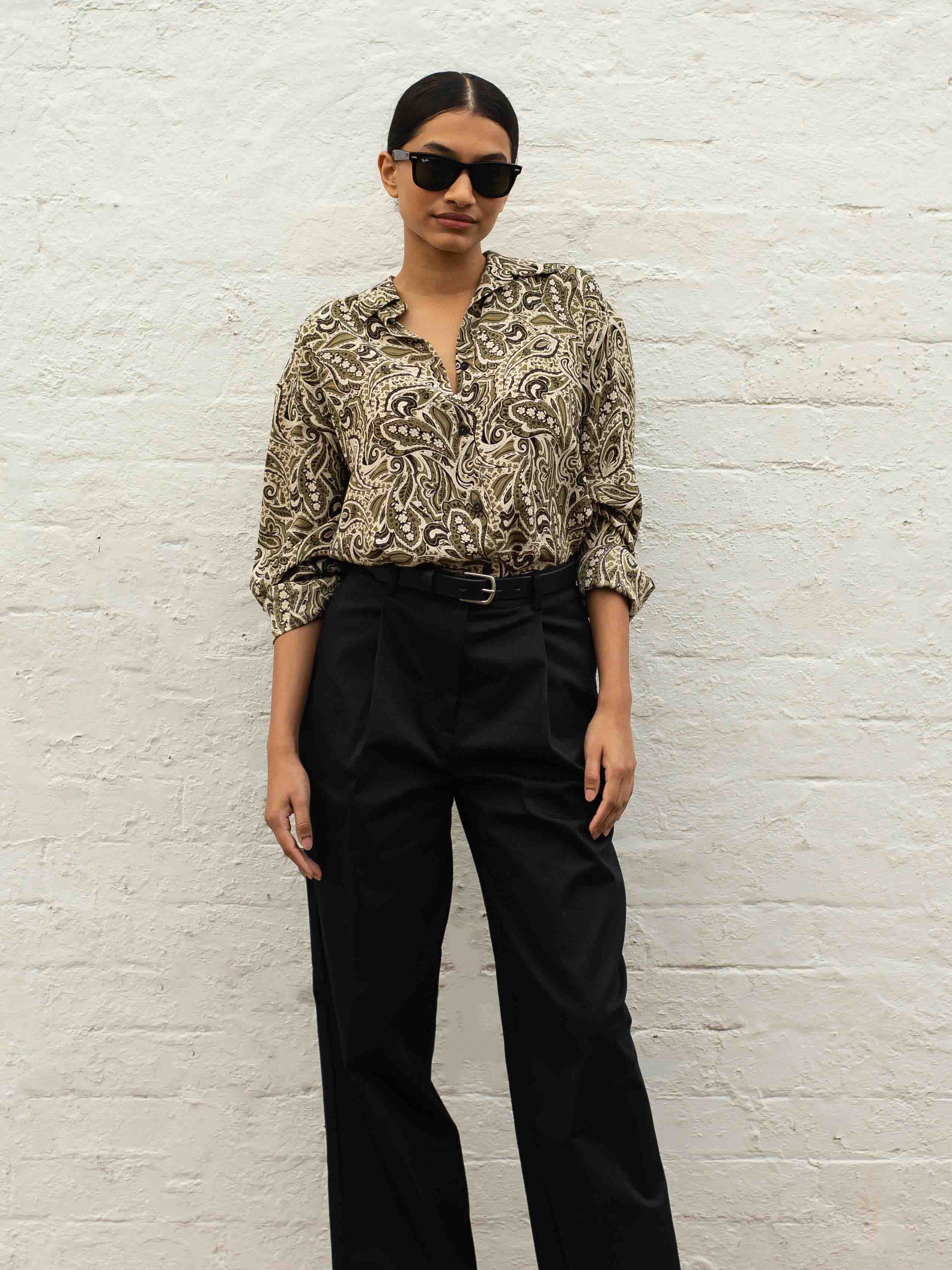 Matteau | Long Sleeve Silk Shirt in Paisley | The UNDONE