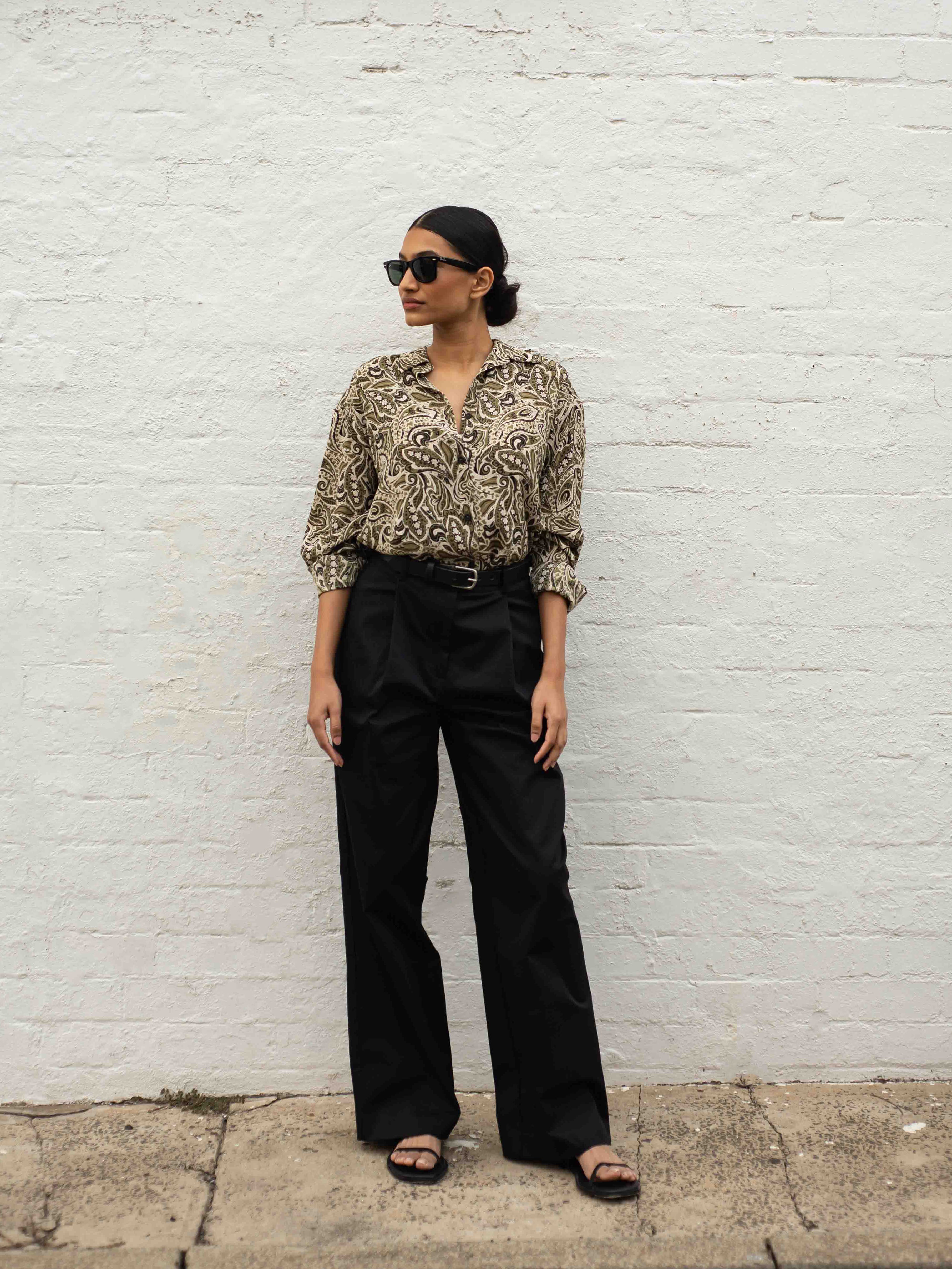 Matteau | Long Sleeve Silk Shirt in Paisley | The UNDONE