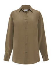 Matteau | Long Sleeve Silk Shirt in Khaki Willow | The UNDONE