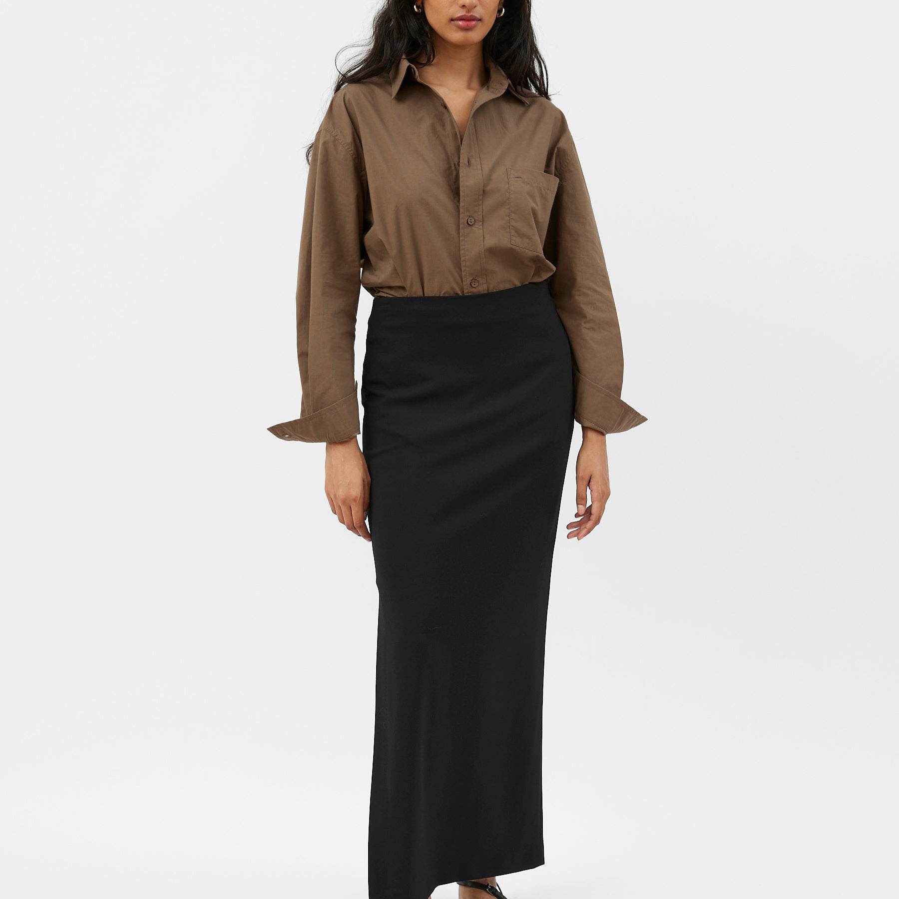 Matteau | Crepe Column Skirt in Black | The UNDONE