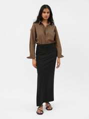 Matteau | Crepe Column Skirt in Black | The UNDONE