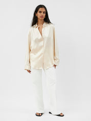 Matteau | Satin Shirt in Ivory | The UNDONE